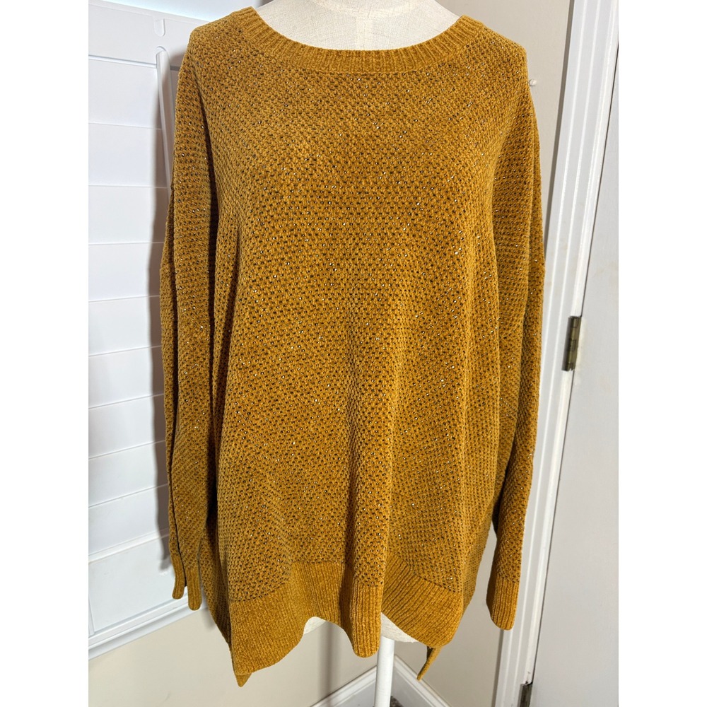 Eileen Fisher Sweater L Mustard Organic Cotton Chenille Oversized Never Worn